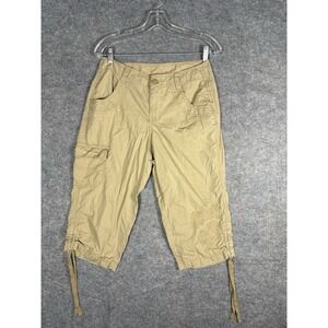 Faded Glory Khaki Cargo Capri Pants‎ Women's Size 6 Cotton Stretch Lightweight
